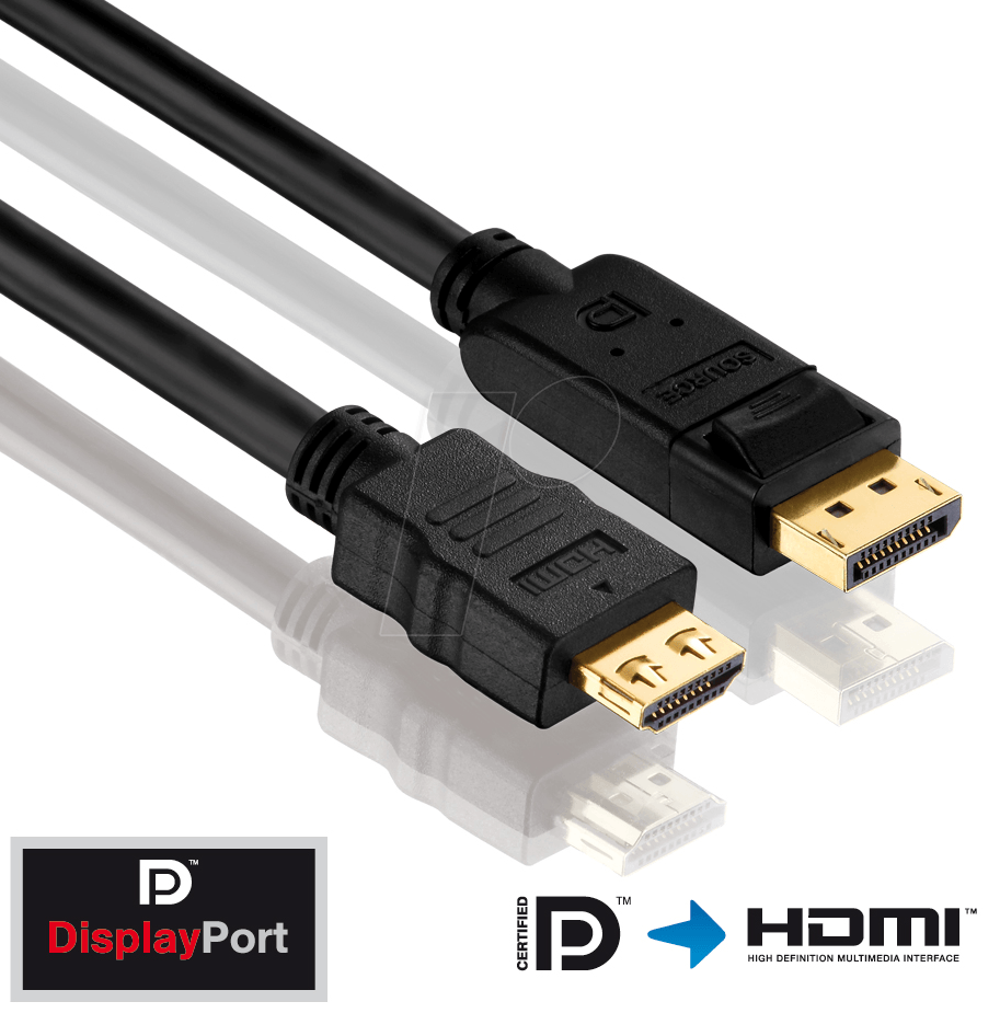 Thumbnail - PURE PI5100-075 - DisplayPort Stecker auf HDMI A Stecker, PureInstall, 7,5 m
