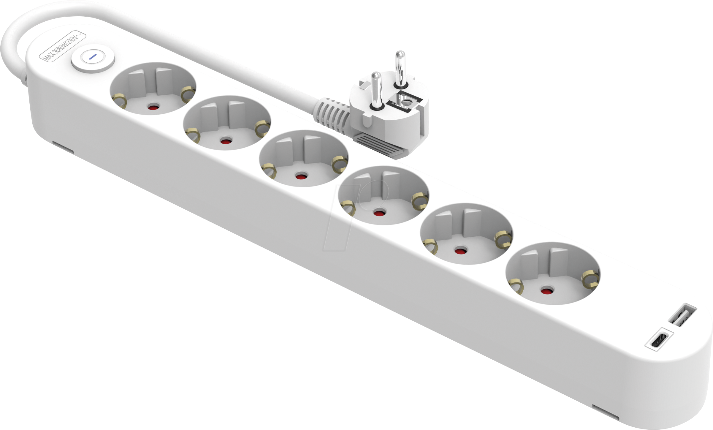 HEIT VO-501455 - Steckdosenleiste, 6-fach, mit Schalter, USB, 1,4 m, weiß