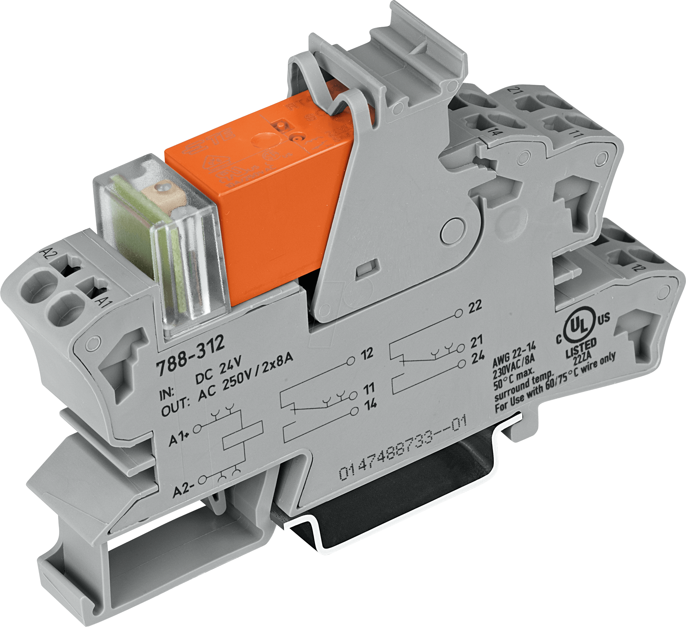 WAGO 788-312 - Stecksockel mit Relais, 2 Wechsler, 24 V DC