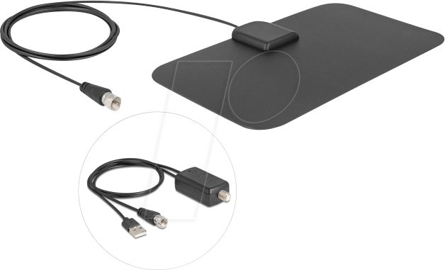 DELOCK 12085 - Antenne DAB+ DVB-T2, F Stecker, Klebemontage