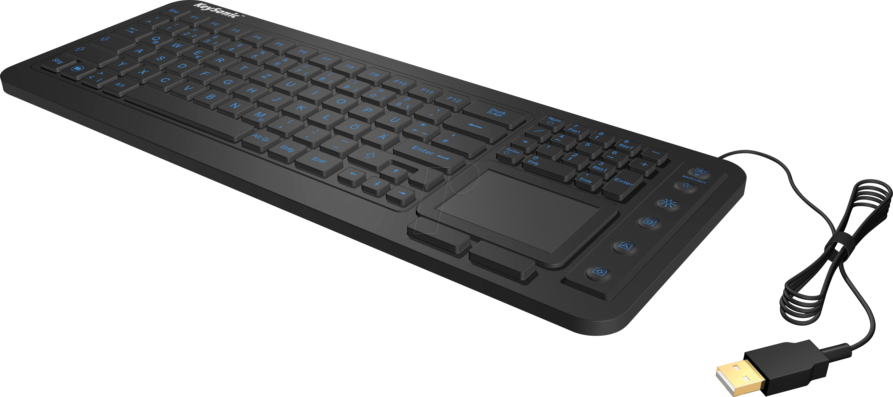KEYSONIC 28036 - Tastatur, USB, Silikon, IP68, Touchpad, schwarz