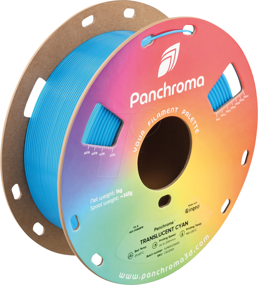 POLYMAKER CA2001 - Filament, Panchroma PLA, Translucent Cyan, 1,75 mm, 1 kg