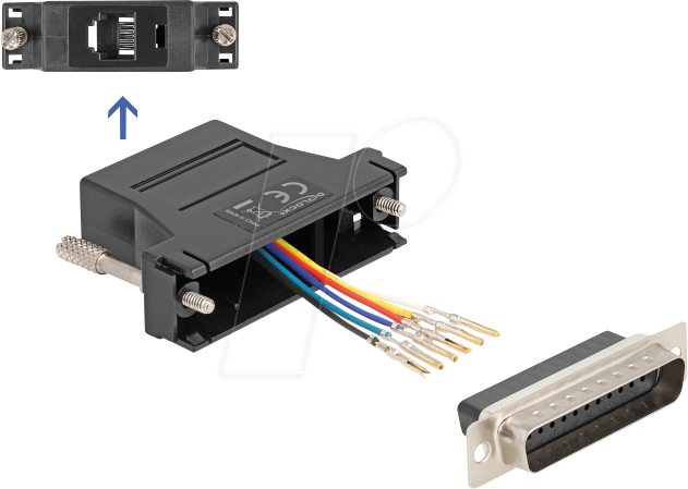 Thumbnail - DELOCK 67092 - Adapter D-Sub 25 Pin St. > RJ12 Bu. Montagesatz, schwarz