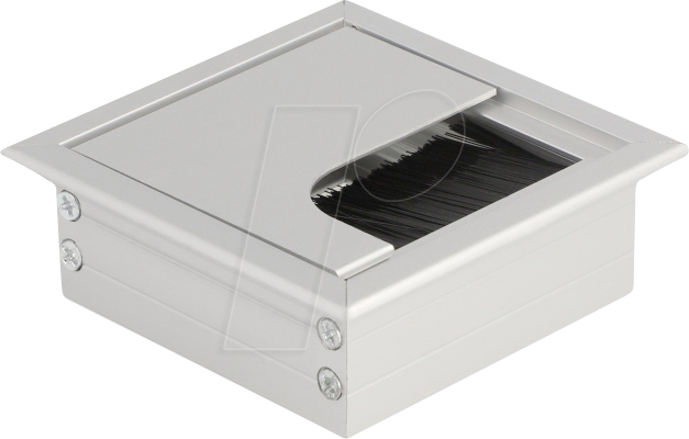 DELOCK 66860 - Kabeldurchführung für Tischeinbau, Bürste, 80 x 80 x 28 mm, silb
