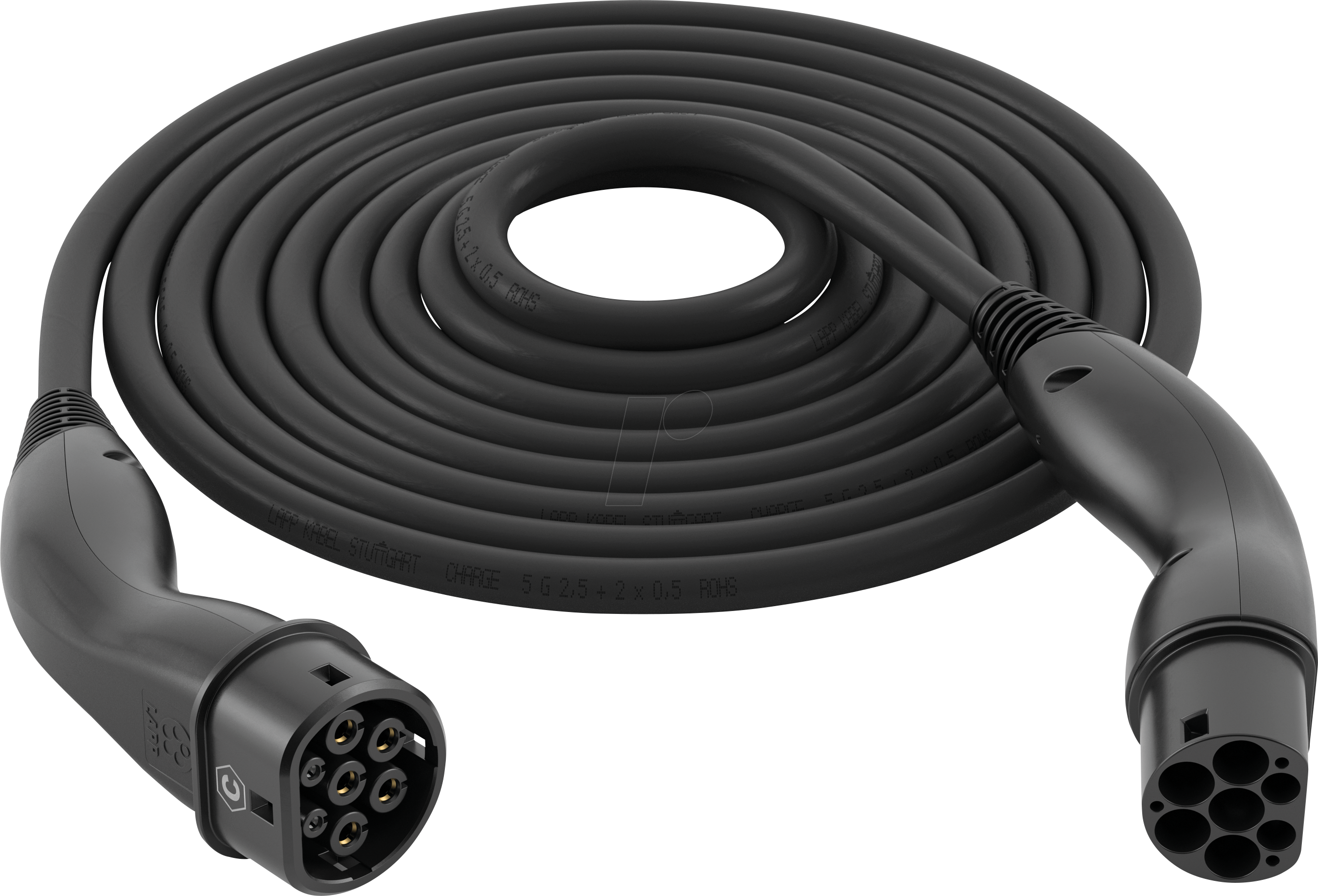 LAPP 61793 - Typ 2 Kabel, Helix, 11 kW, 20 A, 3-Phase, 5 m, schwarz