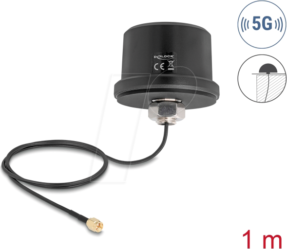 DELOCK 81469 - Antenne 5G LTE GNSS WiFi 6 SMA Stecker, omnidirektional, Dachmon