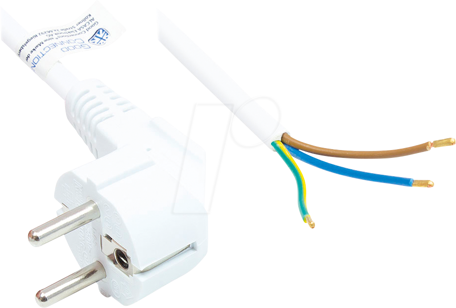 GC P0185-W030 - Netzkabel Typ E+F CEE 7/7 auf offene Enden, weiß, 1,00 mm², 3 m