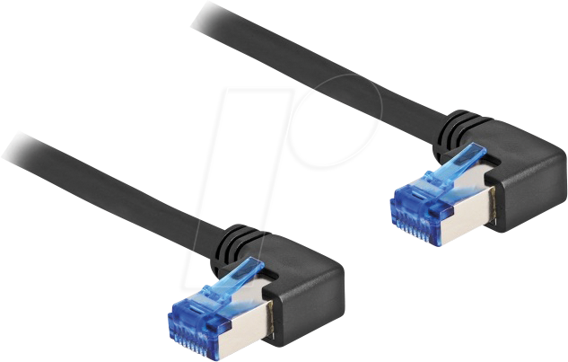 DELOCK 80214 - Patchkabel, Cat.6a, S/FTP, rechts gewinkelt, 1 m, schwarz