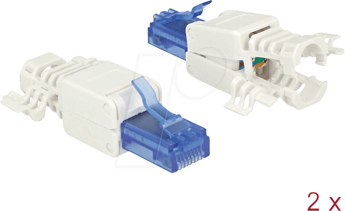 DELOCK 86417 - Netzwerk RJ45 Stecker werkzeugfrei Cat.6A UTP 2 Stück