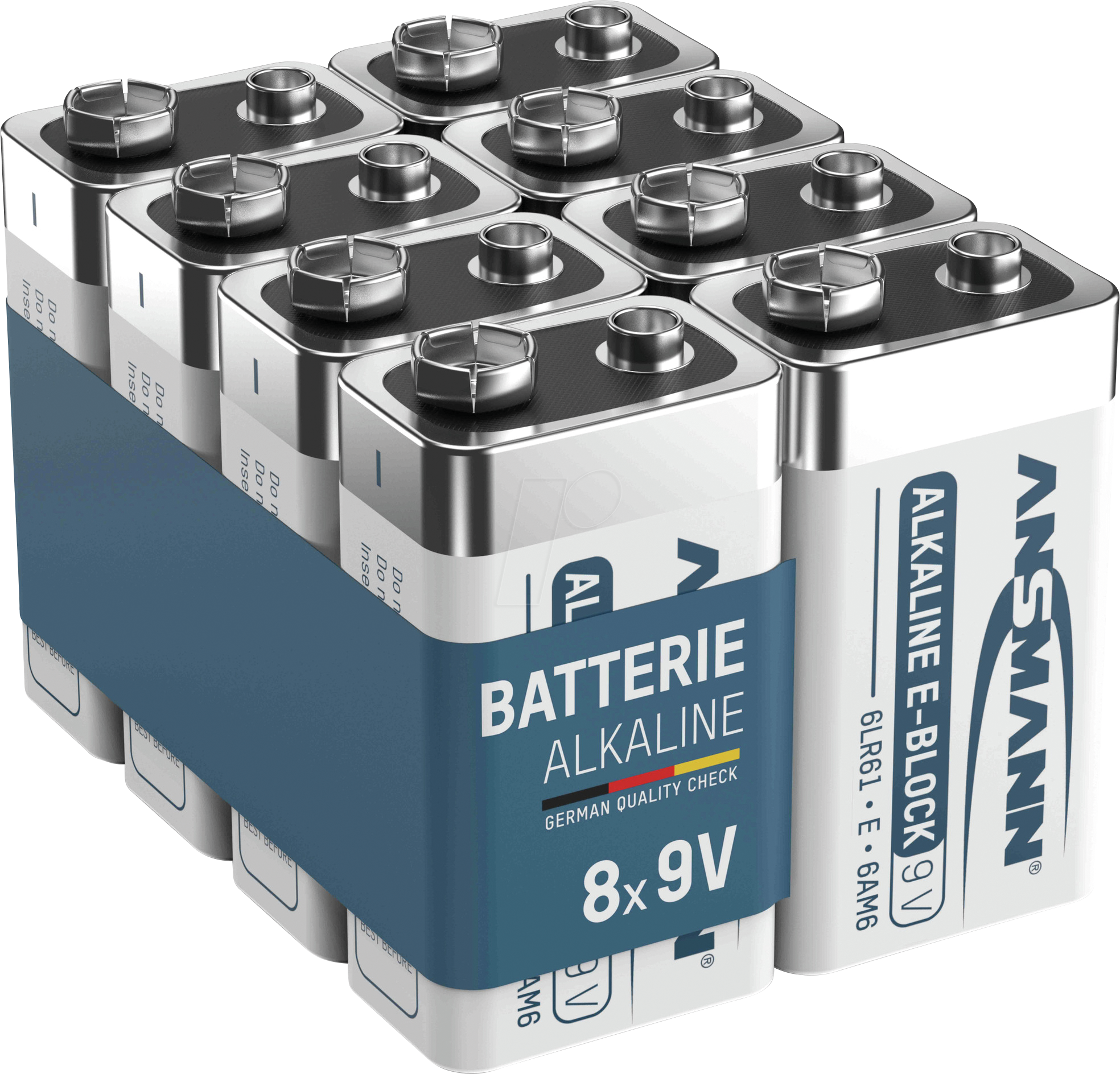 ANS 1525-0004 - Alkaline Batterie, 9-V-Block, 8er-Pack