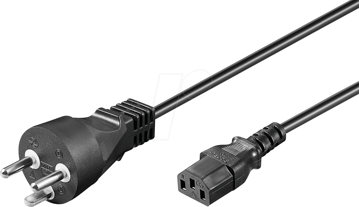 GOOBAY 95732 - Netzkabel, DK Stecker, Typ K, 2 m, schw, C13
