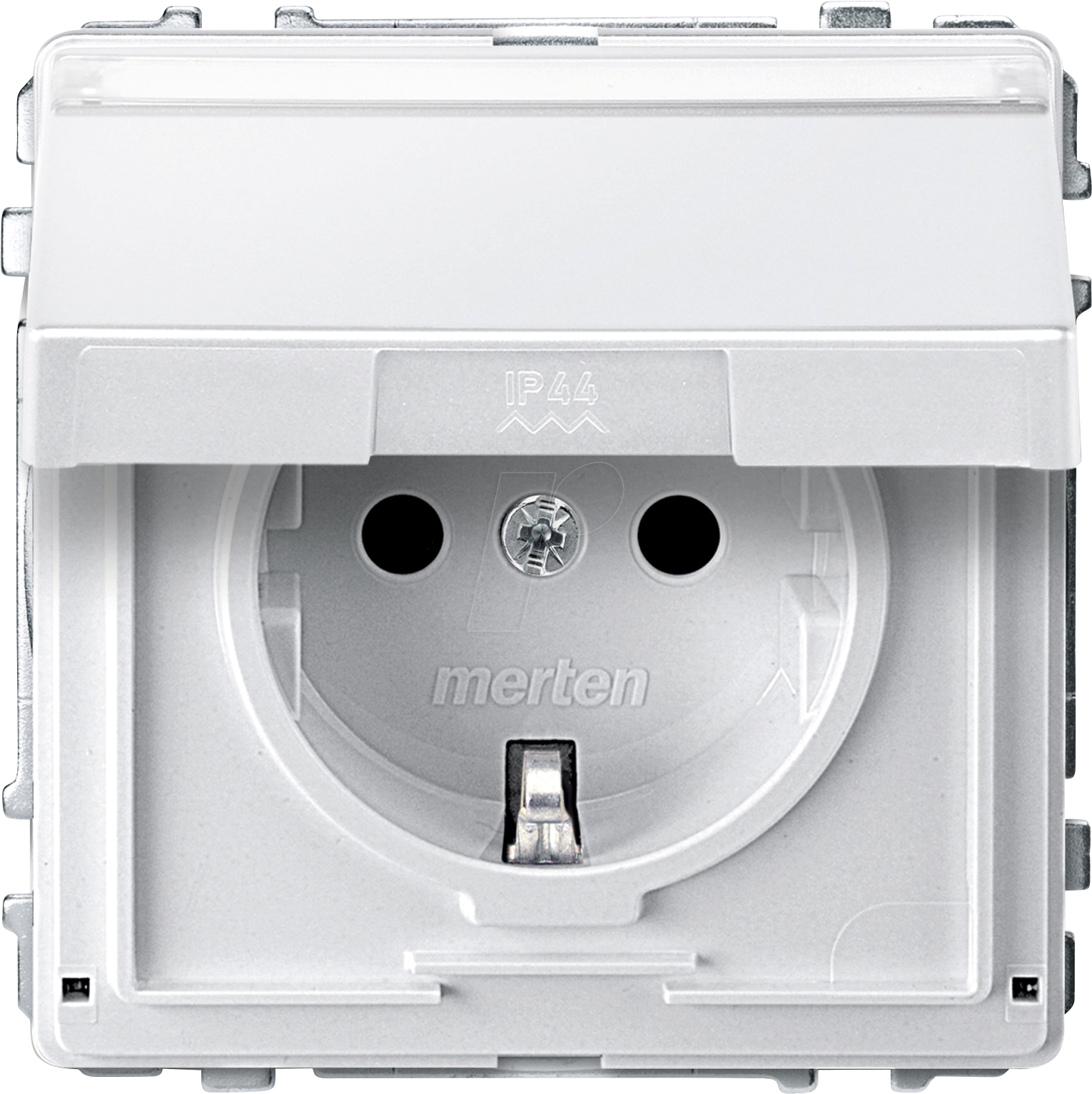 MERTEN 2312-7219 - Steckdose, Klappdeckel, Schriftfeld, Berührungsschutz, polarweiß