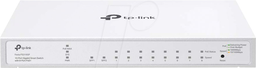 TPLINK FS310GP - Switch, 10-Port, Gigabit Ethernet, SFP, PoE+