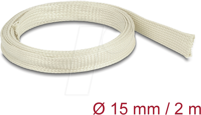 DELOCK 20894 - Geflechtschlauch aus Nomex Fasern 2 m x 15 mm weiß