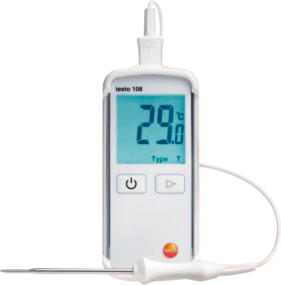 TESTO 0563 1080 - Digital-Thermometer testo 108, -50 bis + 300 °C, Typ-T/-K, HACCP