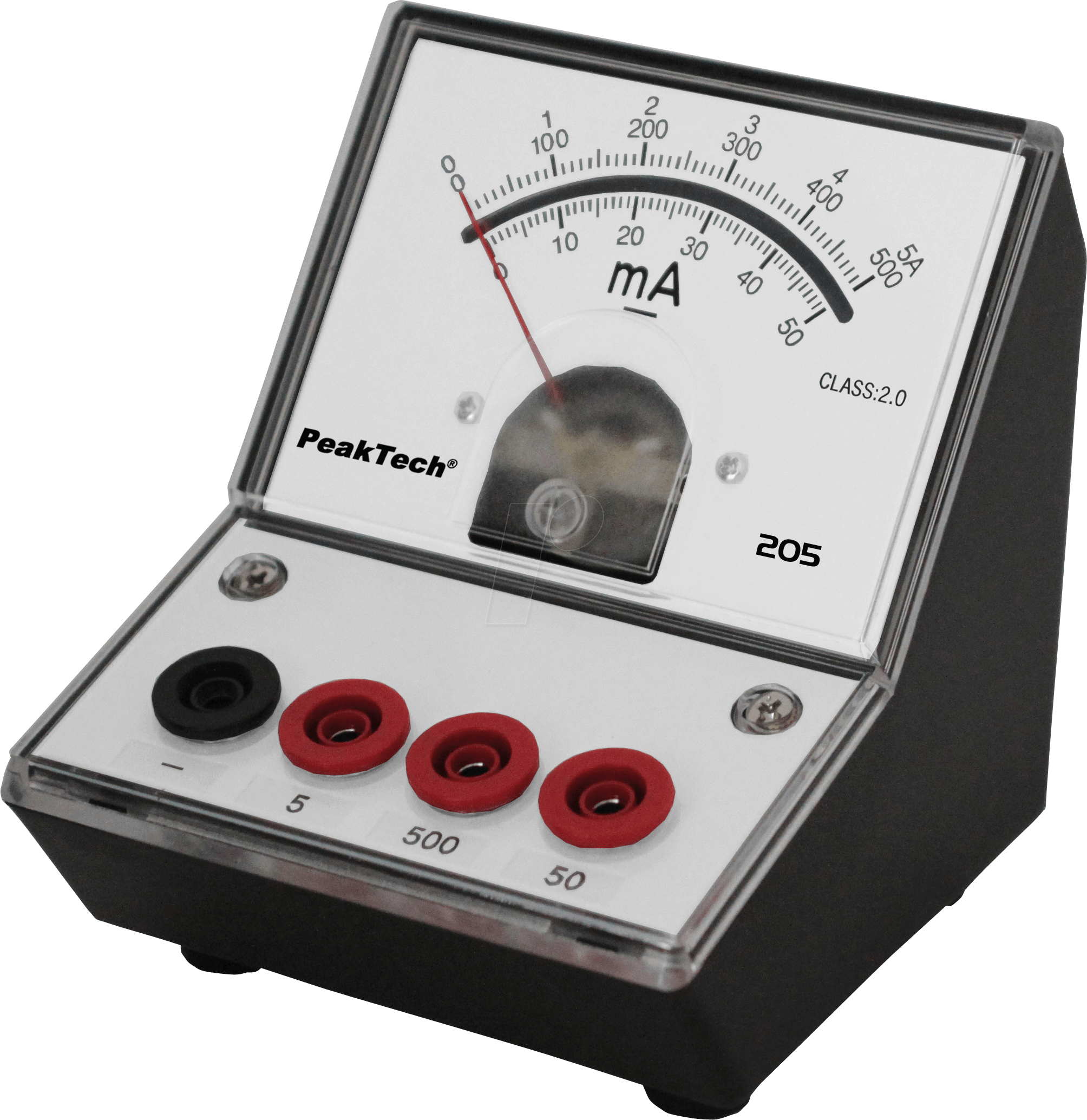 PEAKTECH 205-04 - Amperemeter, analog, Tischgerät, 0 - 50 mA / 500 mA - 5 A DC