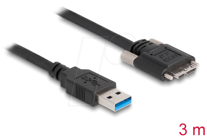 DELOCK 87801 - USB 5 Gb/s Kabel, A Stecker auf Micro-B Stecker, schraubbar, 3 m