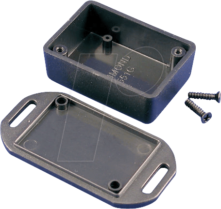 1551GFLBK - Mini-ABS-Gehäuse, 50 x 35 x 20 mm, IP 54, mit Flansch