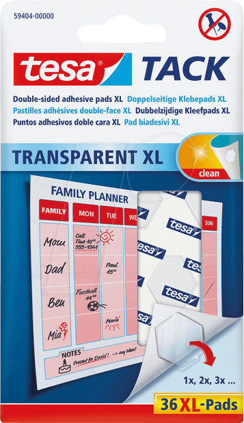 TESA 59404 - tesa® TACK doppelseitige XL Klebepads, 36 Stück