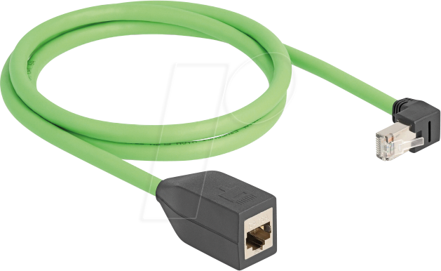 DELOCK 80886 - Cat.6a Verlängerungskabel, unten gewinkelt, SF/UTP, 1 m, grün