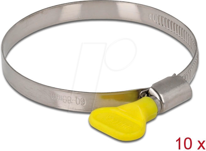 DELOCK 19454 - Schlauchschellen mit Flügelmutter, 60 - 80 mm, 10 Stück