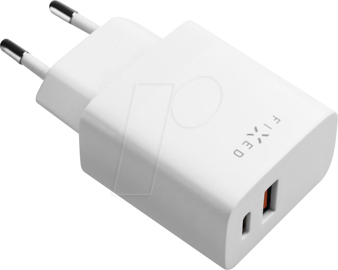 FIXC20N-CU-WH - USB-Ladegerät, 20 W, 5-12 V, 3 A, 1x USB-C, 1x USB-A, weiß