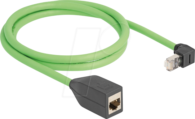 DELOCK 80883 - Cat.6a Verlängerungskabel, oben gewinkelt, SF/UTP, 1 m, grün