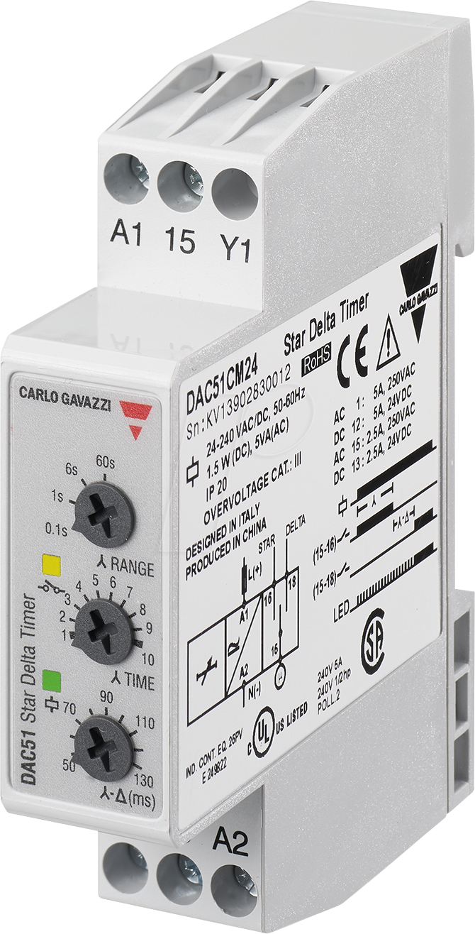 DAC51CM24 - Zeitrelais DAC51, 1 Wechsler, 24 - 240 V AC / DC, Stern-Dreieck