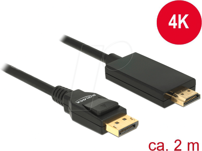 DELOCK 85317 - Kabel DP 1.2 Stecker > HDMI-A Stecker, 2 m