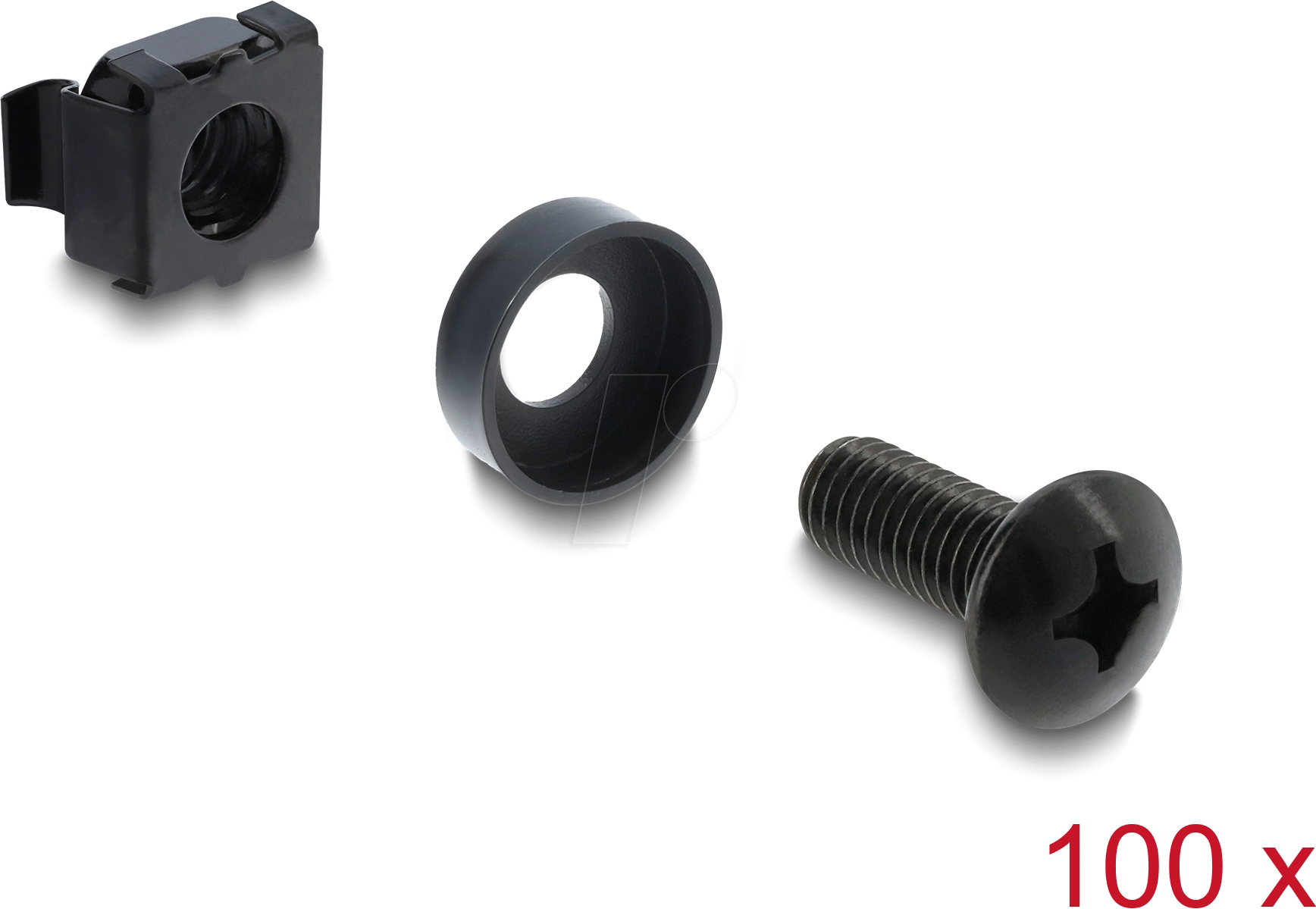 DELOCK 42434 - Rack Montage Set für 10'' und 19'', 100 Stück, schwarz