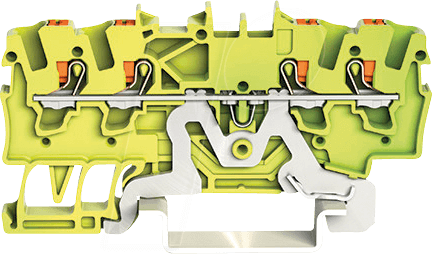 Thumbnail - WAGO 2201-1407 - 4-Leiter-Schutzleiterklemme, mit Drücker 1,5 mm², grün-gelb