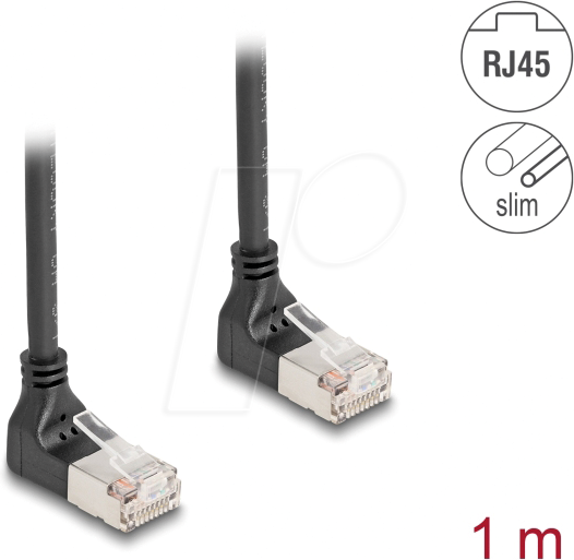 Thumbnail - DELOCK 80281 - Cat.6a Patchkabel, S/FTP, oben / oben gewinkelt, 1 m