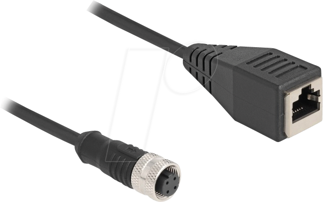 DELOCK 60066 - Adapterkabel M12 D-kodiert 4 Pin Buchse > RJ45 Buchse, 50 cm