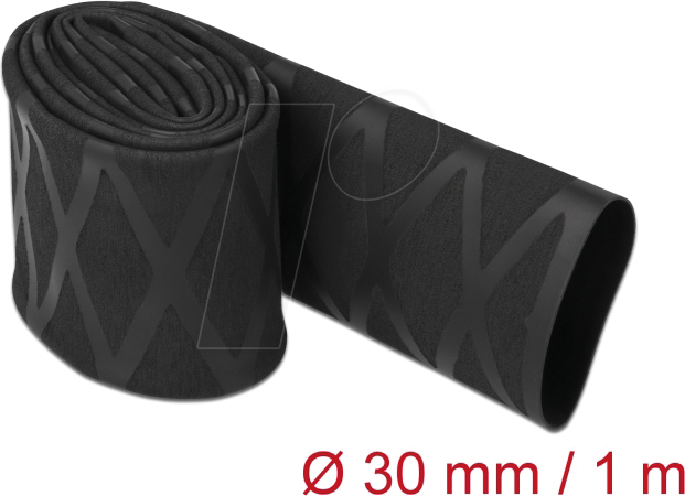 DELOCK 19596 - Schrumpfschlauch X-Muster rutschfest 1 m x 30 mm schwarz