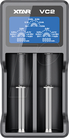 XTAR VC2 - Micro USB Ladegerät, Li-Ion, 2 slot, LCD Display