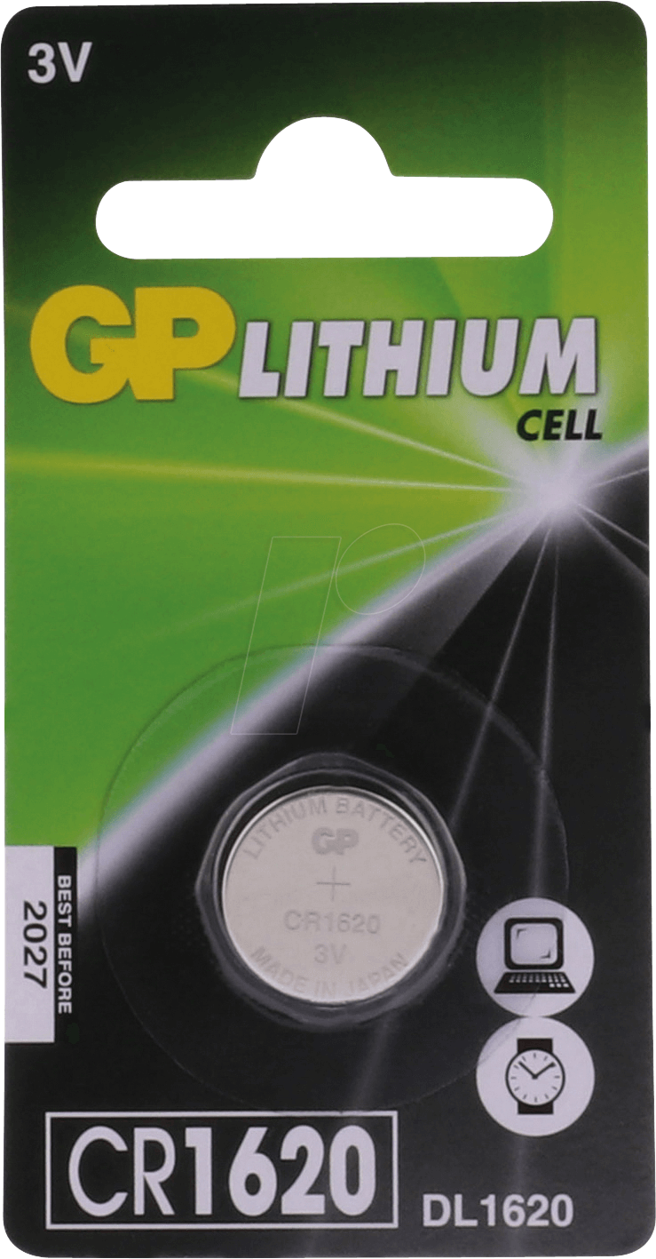 CR 1620 GP - Lithium-Knopfzelle, 3 V, 78 mAh, 16,0x2,0 mm