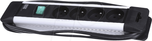 BACH 330.100F - Steckdosenleiste, 4-fach, Typ E - CEE 7/5, schwarz