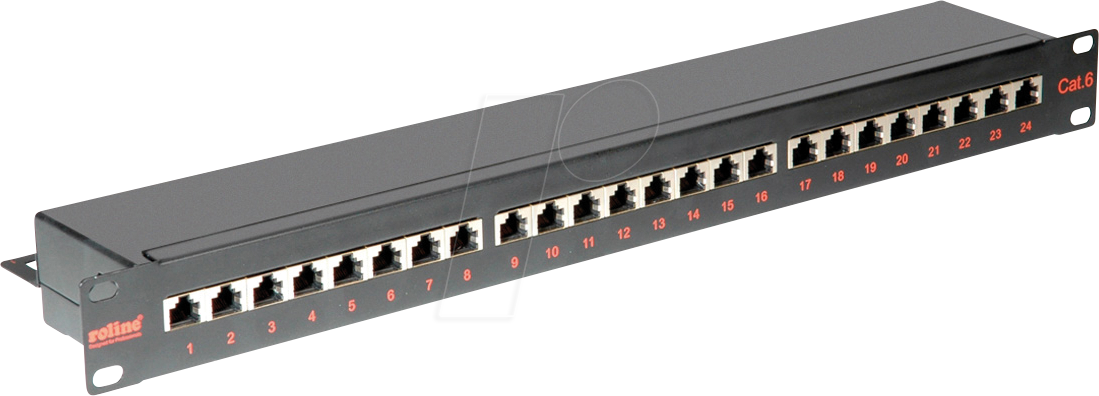 ROLINE 26110361 - 19'' Patchpanel, 1 HE, 24-Port, Cat.6, schwarz