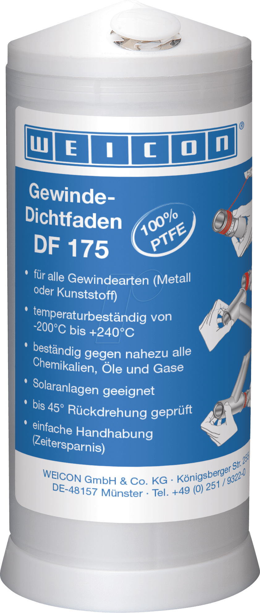 WEICON 30010175 - Dichtband, Gewinde-Dichtfaden DF 175, PTFE, 175 m