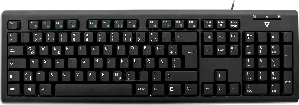 V7 KU200GS-DE - Tastatur, USB, schwarz, DE