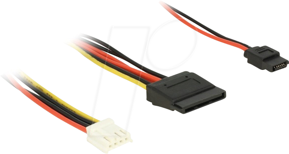 DELOCK 84932 - Floppy 4 Pin Strom Bu. > SATA 15 Pin Bu. + Slim SATA 6 Pin Bu. 2