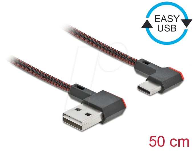 DELOCK 85280 - USB 2.0 Kabel, Easy A St. auf C St,, gew., 0,5 m