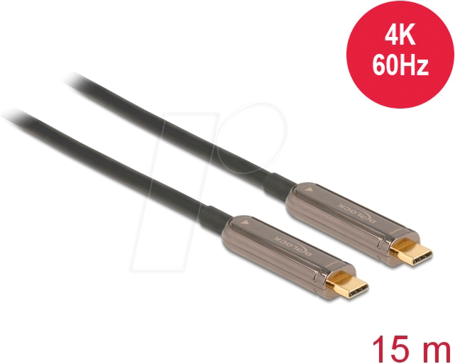 DELOCK 84104 - Aktiv Optisches USB-C™ Video Kabel (AOC), 4K 60Hz, 15 m