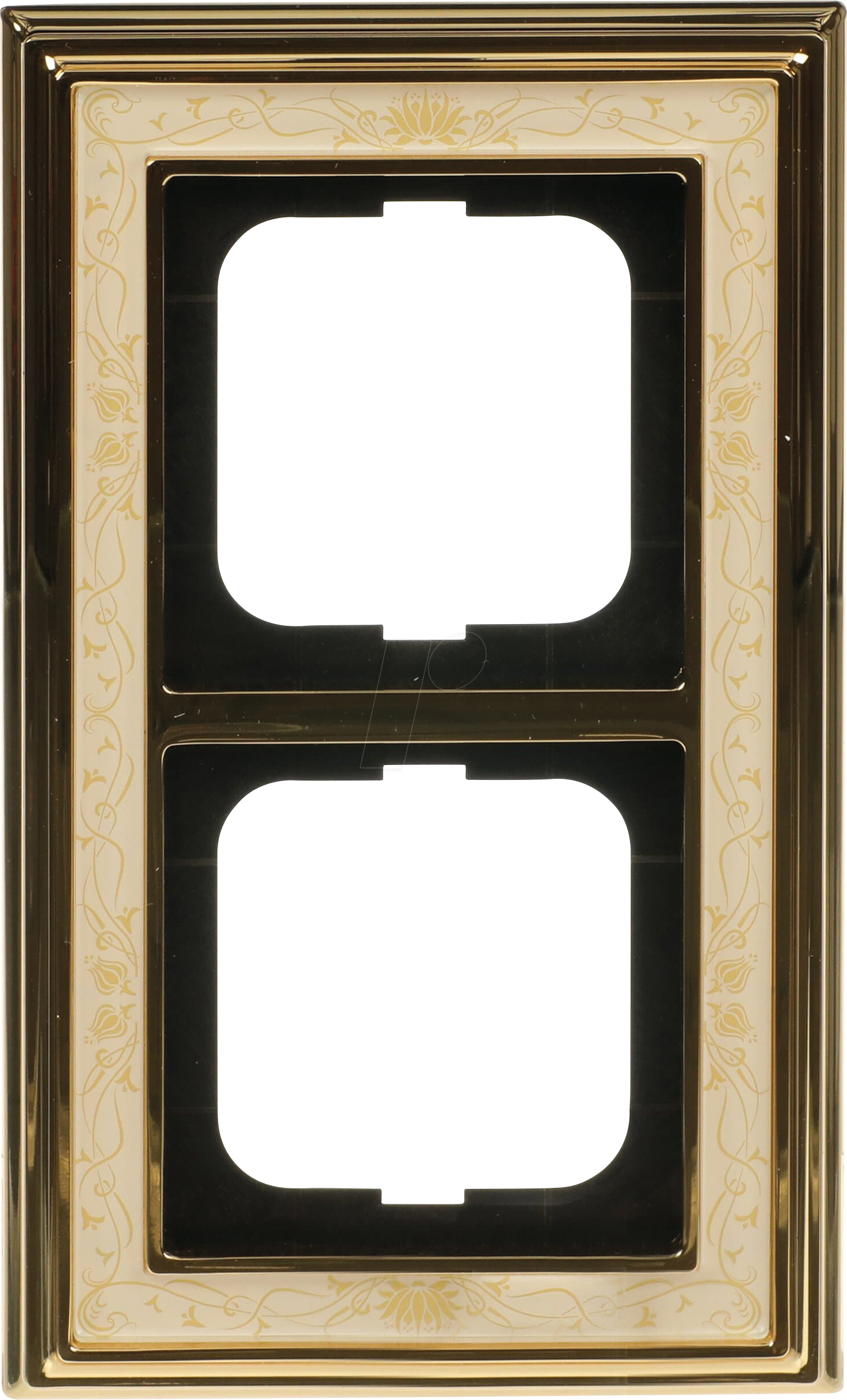 BJ 1722-836 - Abdeckrahmen 2-fach Messing poliert Dekor elfenbeinweiß -dynasty