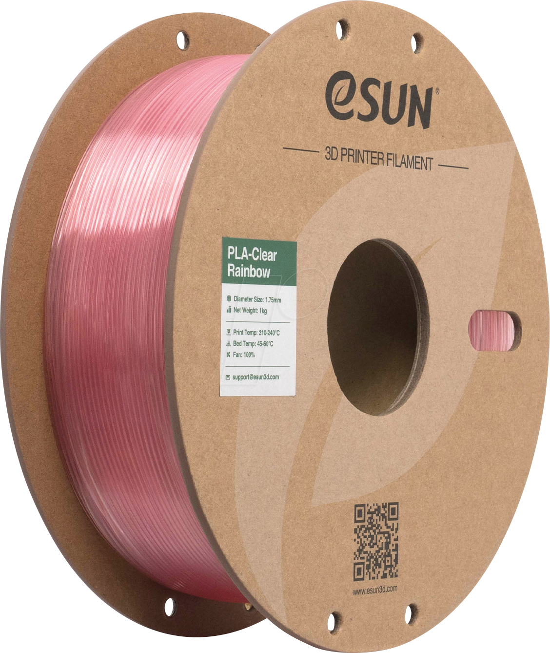 ESUN 72217874 - Filament, PLA-Clear, 1,75 mm, kristallrosa, 1 kg