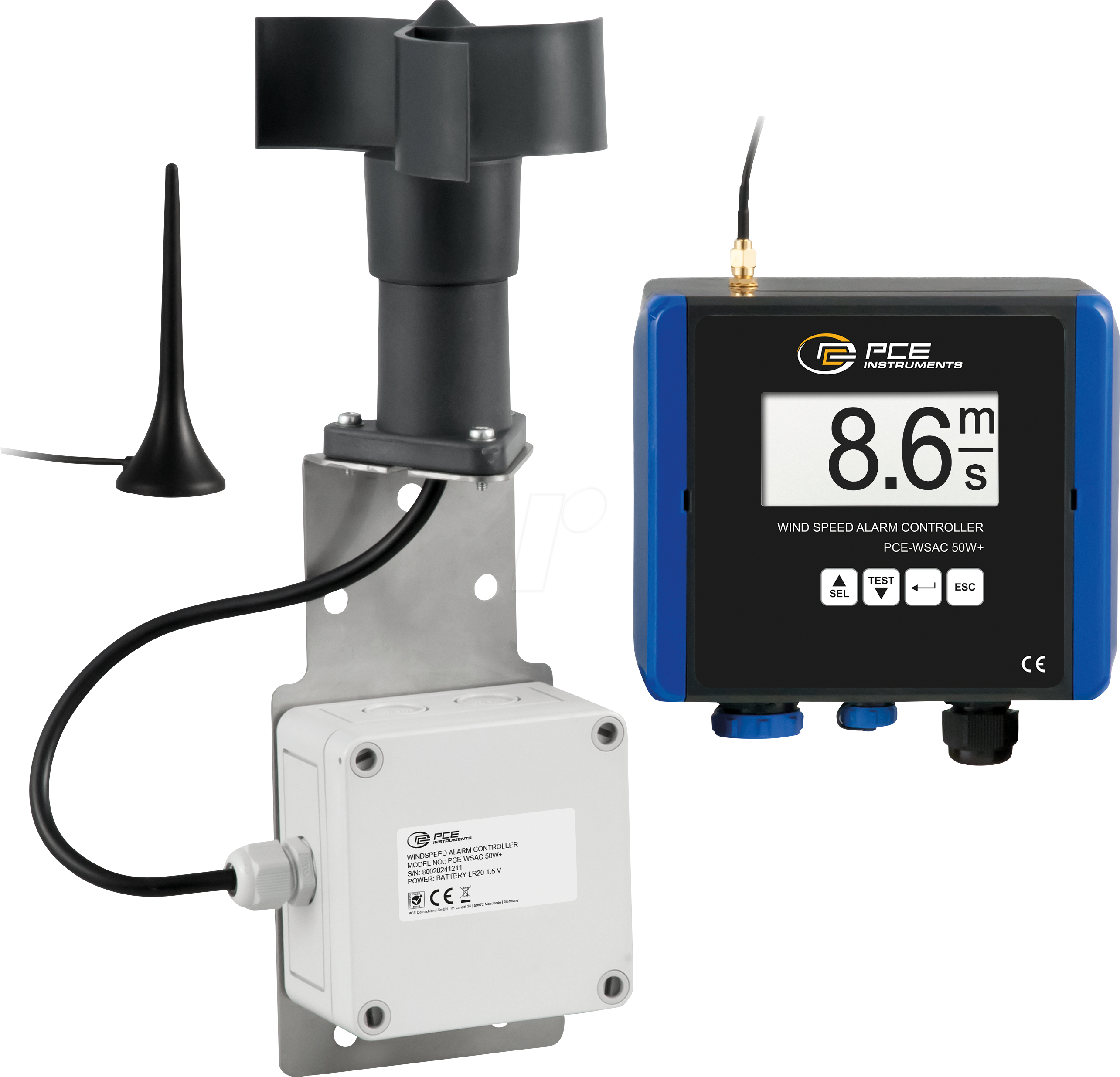 PCE WSAC 50W+ 24 - Windgeschwindigkeitsmesser PCE-WSAC 50W+ 24
