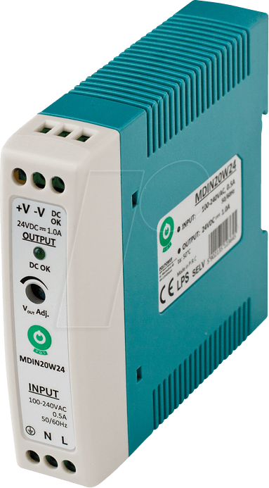 MDIN20W24 - Schaltnetzteil, Hutschiene, 20 W, 24 V, 1 A