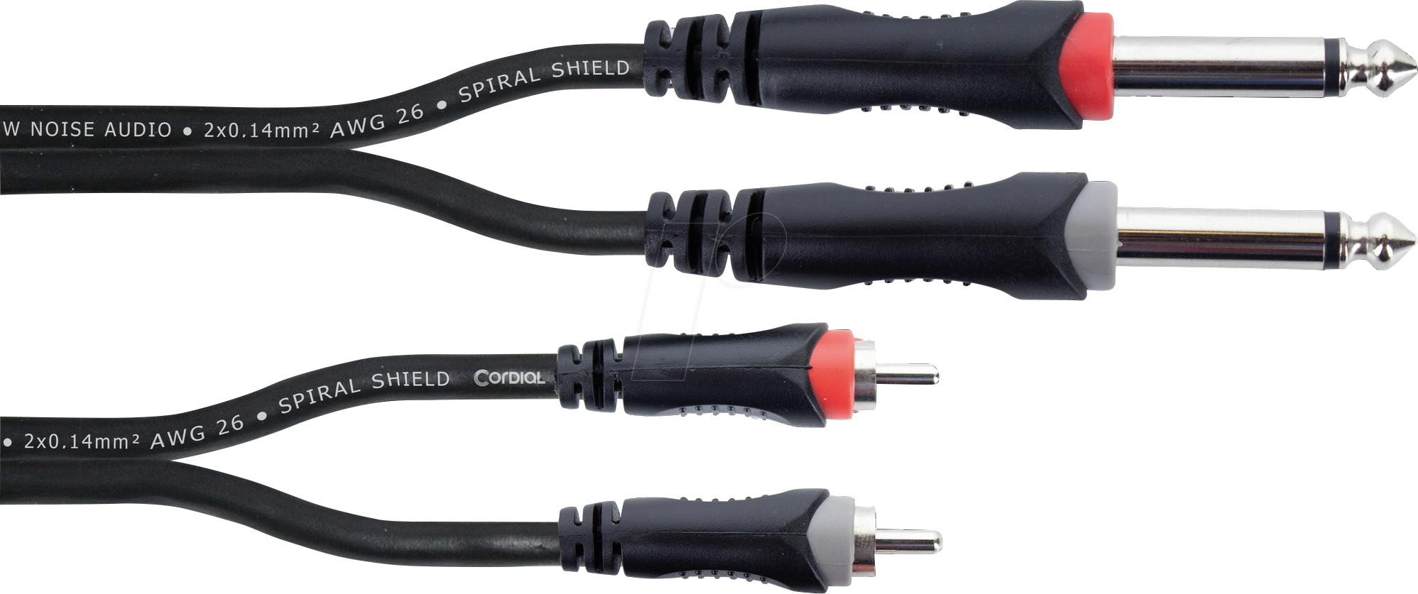EU 1 PC - Audio Kabel, 2x 6,3 mm Mono Klinke > 2x Cinch Stecker, 1 m