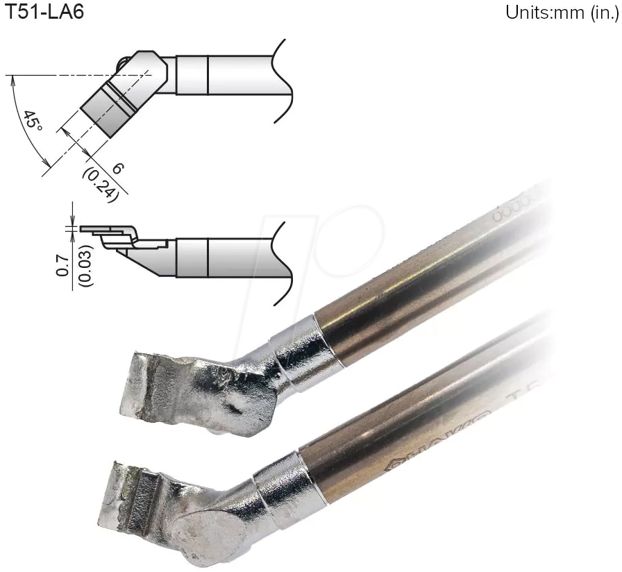 HAK T51-LA6 - Aktiv-Lötspitze T51-LA6, 6,0 mm, gewinkelt, SOP, 2 Stück