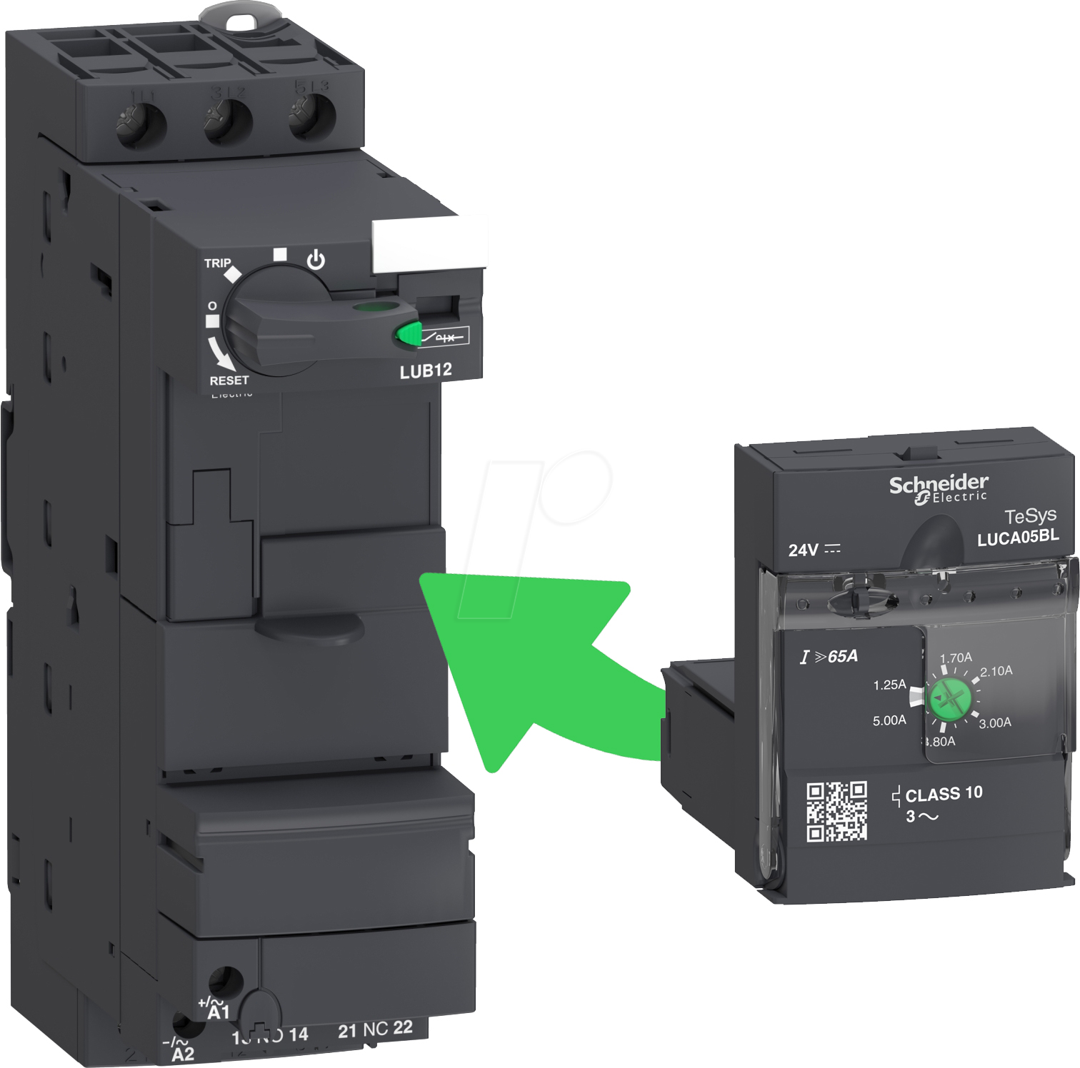 LUFN11 - LUF, Hilfsschalterblock, Hilfsschaltermodul, 1 Öffner/1 Schließe